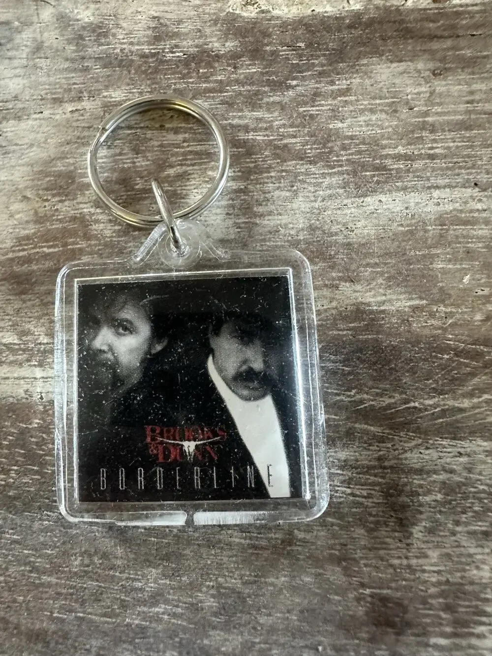 Vintage Keychain Brooks & Dunn Key Ring Acrylic Fob Country Music Artist USA